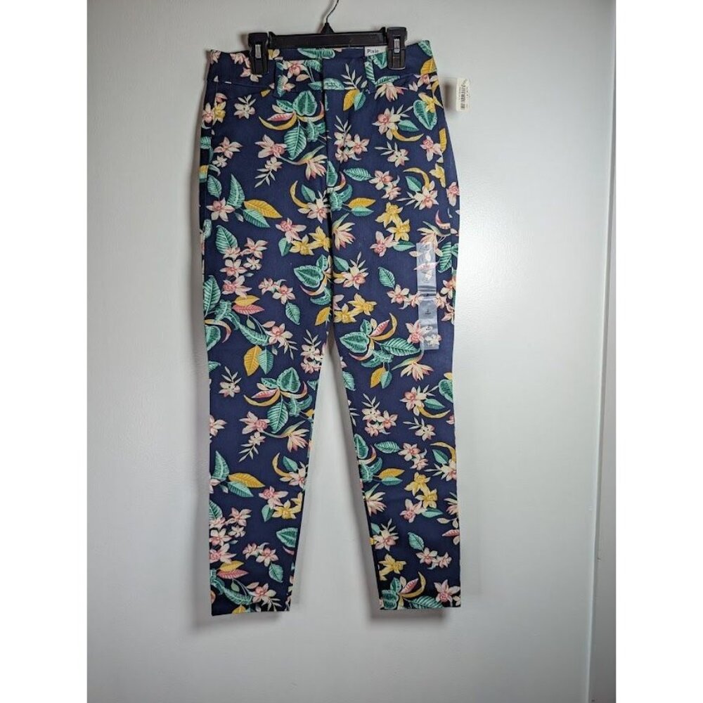 Old Navy Pixie Pants Size 2 Ankle 28x27 Hawaiian Tropical Floral Stretch Resort